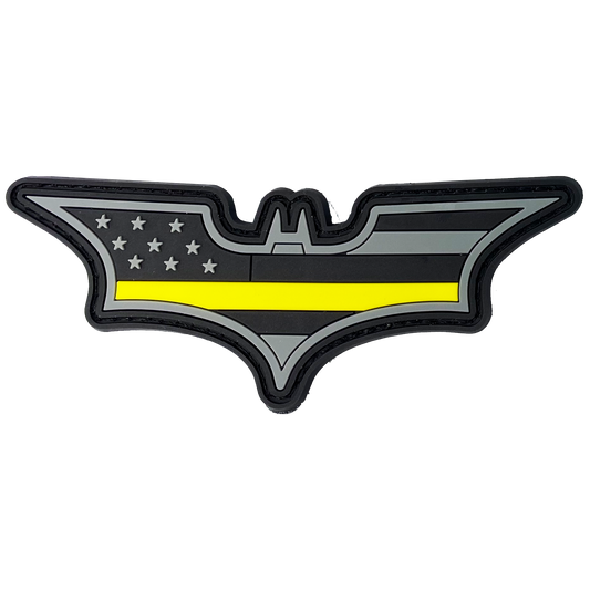CL4-14 Bat 911 Emergency Dispatcher Thin Gold Line PVC Patch hook and loop back Yellow