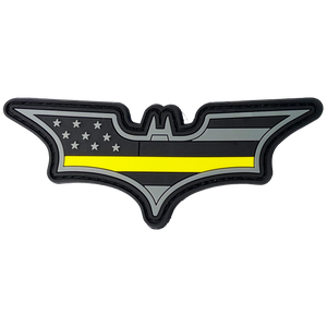 CL4-14 Bat 911 Emergency Dispatcher Thin Gold Line PVC Patch hook and loop back Yellow