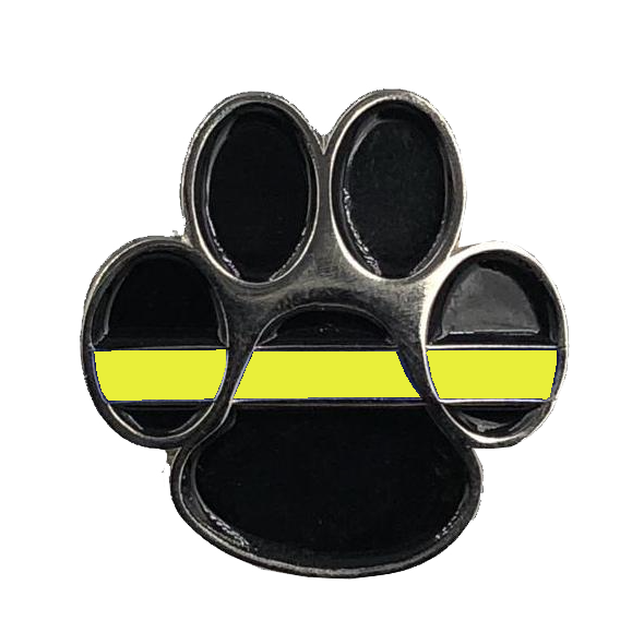 CL-015 K9 Paw Thin Gold Line Canine Lapel Pin 911 Emergency Dispatcher Military Yellow Army Marines Air Force Navy