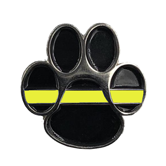 CL-015 K9 Paw Thin Gold Line Canine Lapel Pin 911 Emergency Dispatcher Military Yellow Army Marines Air Force Navy