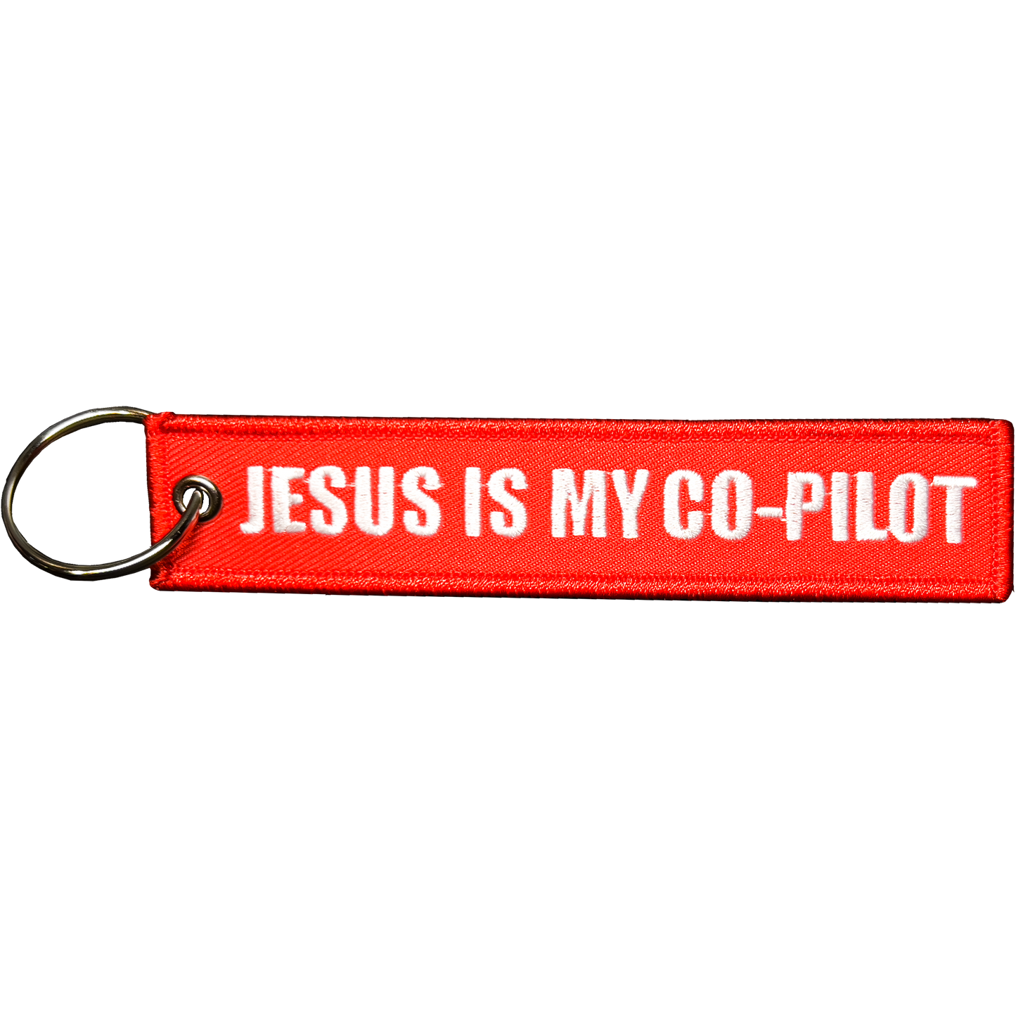 EL11-021 Jesus is my Co-Pilot Amen CREW Keychain or Luggage Tag or zipper pull Fish Spirit