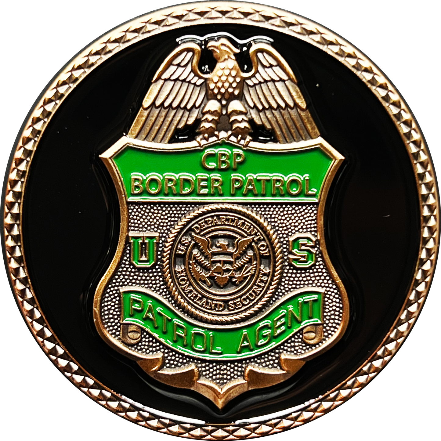 GL6-002 CBP Border Patrol Agent Rock Out Thin Green Line Flag Challenge Coin BPA
