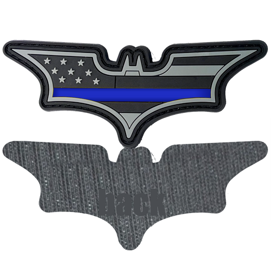 Bat PVC Patch hook and loop back Thin Blue Line Police CL4-11