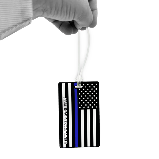 BL2-011B Thin Blue Line American Flag Luggage ID Tag Police Deputy Sheriff CBP ATF FBI LAPD for suitcase