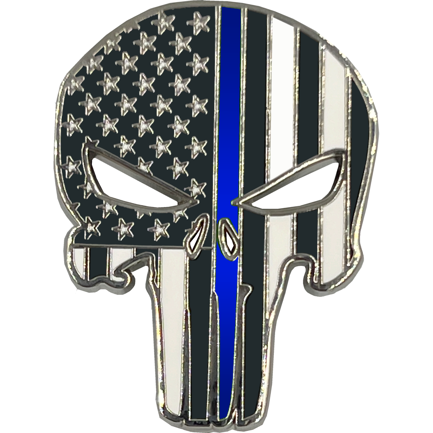 PBX-001-H Thin Blue Line American Flag Pin Police with die-cut eyes and dual pin posts and deluxe locking clasps
