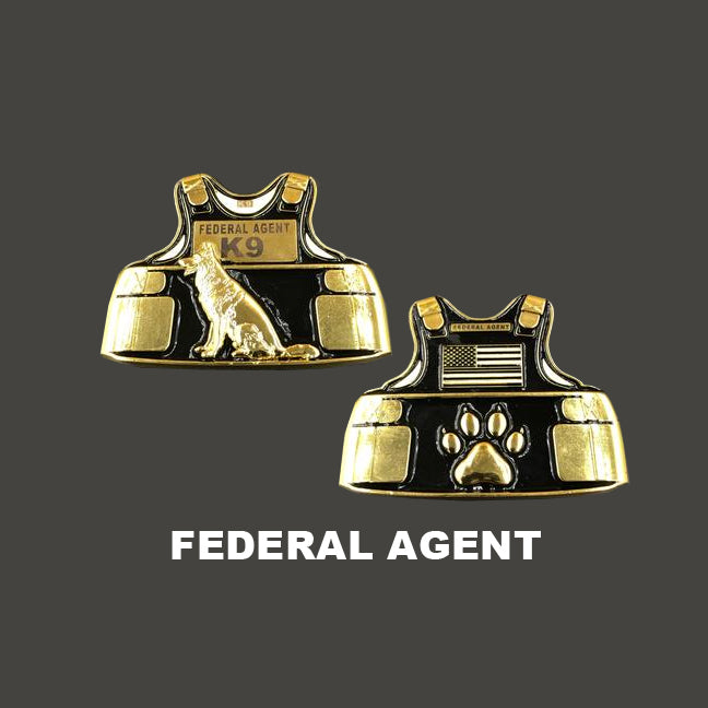 L-06 FEDERAL AGENT K9 Body Armor Challenge Coin Canine Police  CBP HSI FBI Secret Service ATF ICE