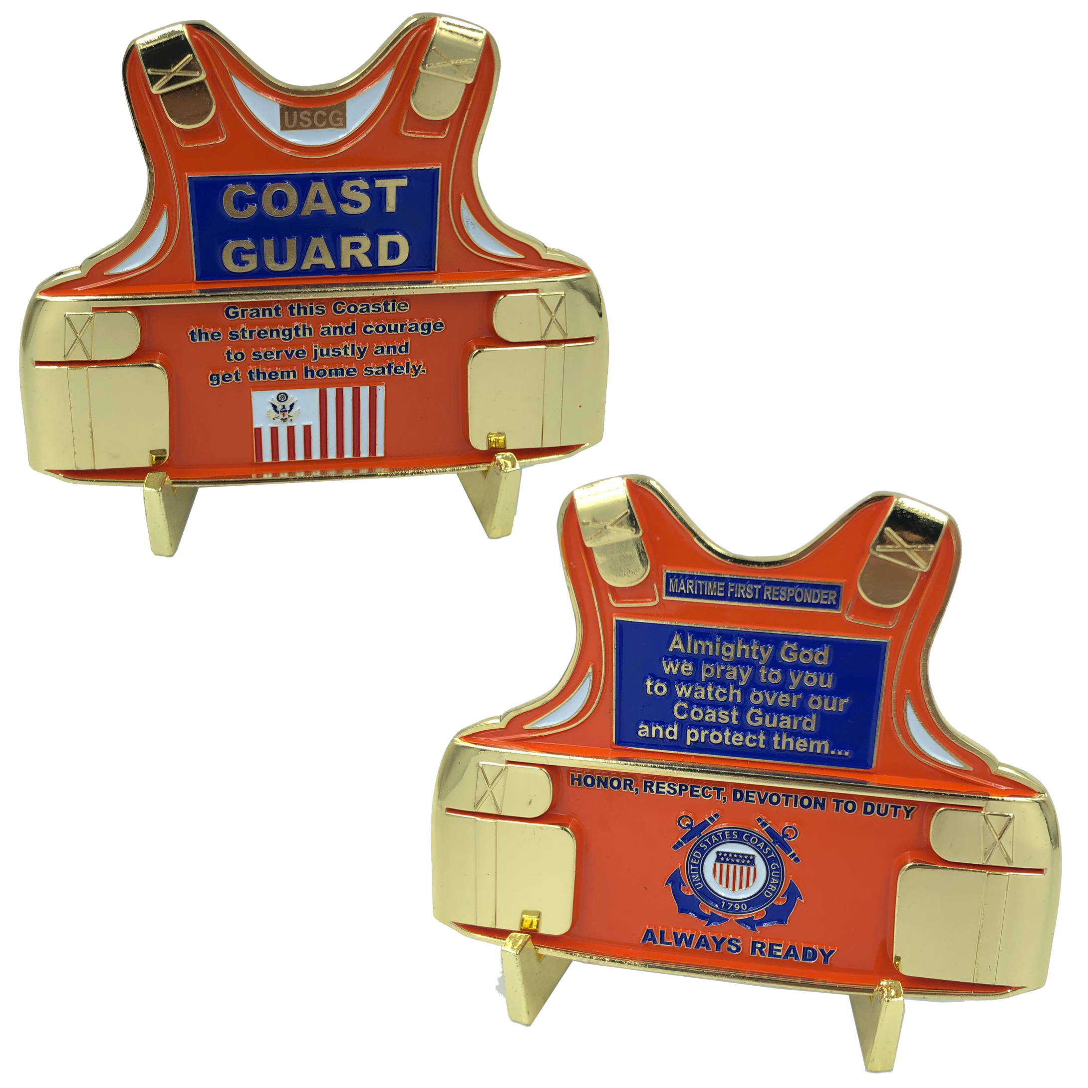 H-016 Coast Guard Body Armor Challenge Coin Coastie Vest Medallion