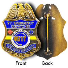 CL10-04 911 Emergency Dispatcher Fire Police EMT thin gold line Pin not a Challenge Coin