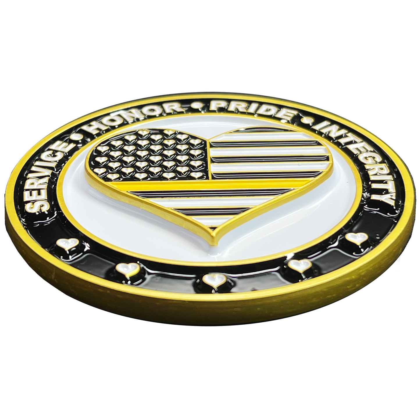 BL3-013 Emergency 911 Police Dispatcher Heart of Gold Challenge Coin Thin Gold Line