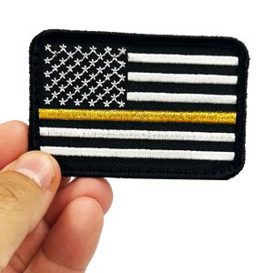 EL12-021 Thin Gold Line Tactical Subdued American Flag Patch with hook and loop back embroidered Dispatcher yellow trucker