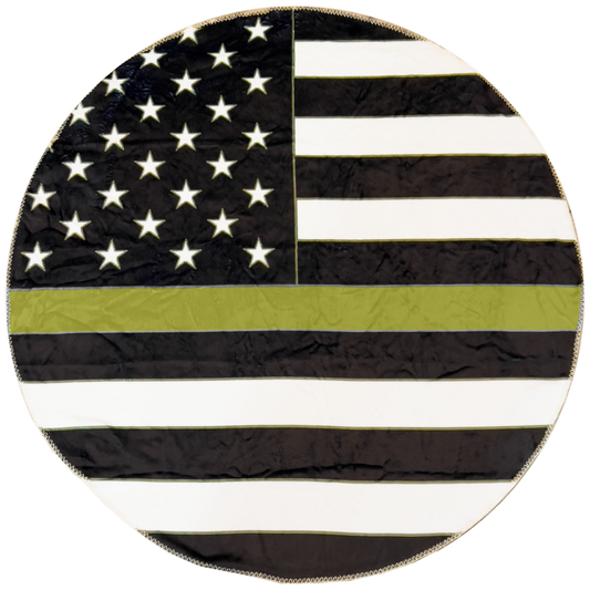 EL10-017 Official America's Front Line Thin Gold Line 911 Emergency Dispatcher Round Blanket Bedding Sofa Couch Throw Trucker Yellow