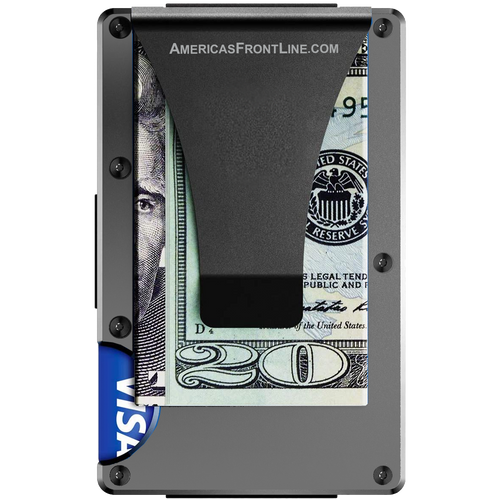 Gray Wallet Money Clip RFID Blocking Front Pocket Wallet Premium Minimalist Wallets for Men Minimalist Slim Credit Card Holder Business Card Holder Mens Aluminum Silver Metal Wallet