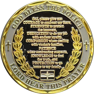GL4-007 Saint Michael Police Prayer Challenge Coin Thin Gray Line Corrections CO Correctional Officer St. Michael Protect Us