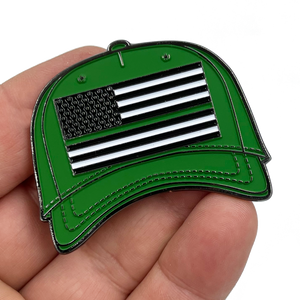 BL6-016 Thin Green Line Hat Pin CBP Border Patrol Army Marines Veteran Deputy Sheriff with 2 deluxe clasps