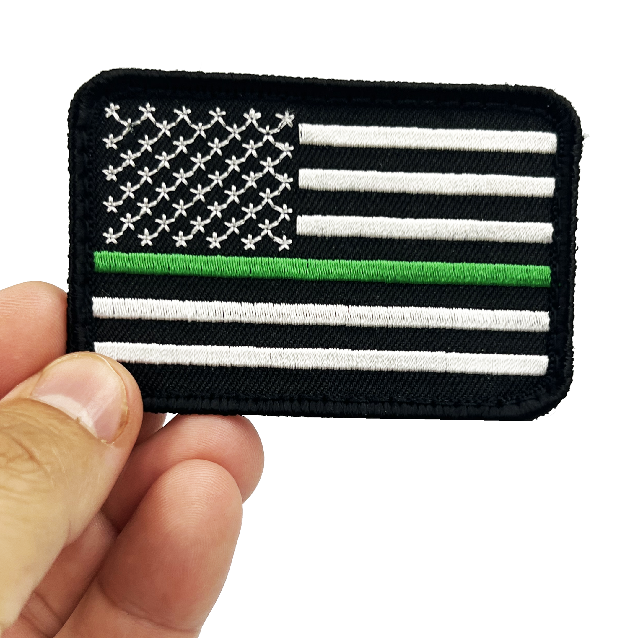EL12-022 Thin Green Line Tactical Subdued American Flag Patch with hook and loop back embroidered Border Patrol Military