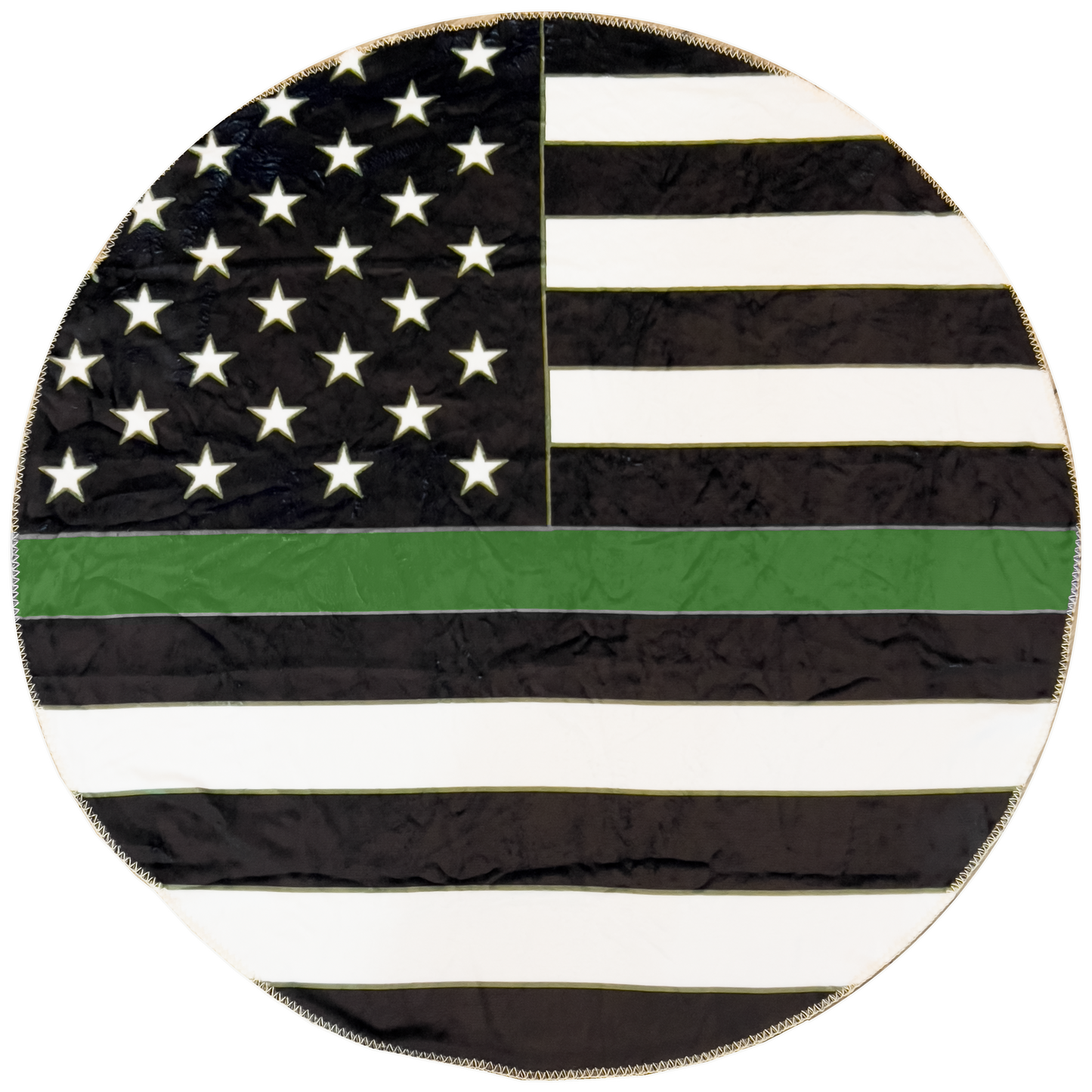 Official America's Front Line Thin Green Line Border Patrol Round Blanket Bedding Sofa Couch Throw