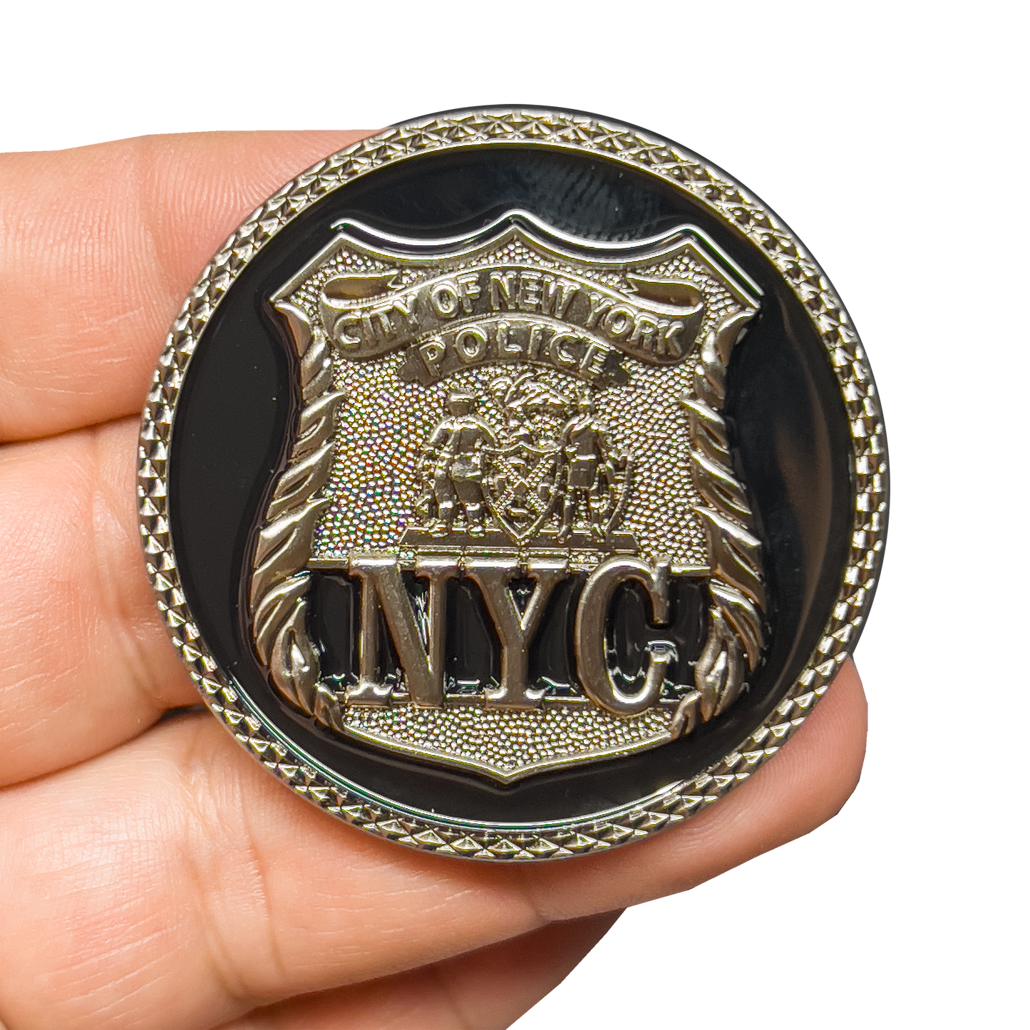 GL10-006 NYPD New York City Police Officer Rock Out Thin Blue Line Flag Challenge Coin