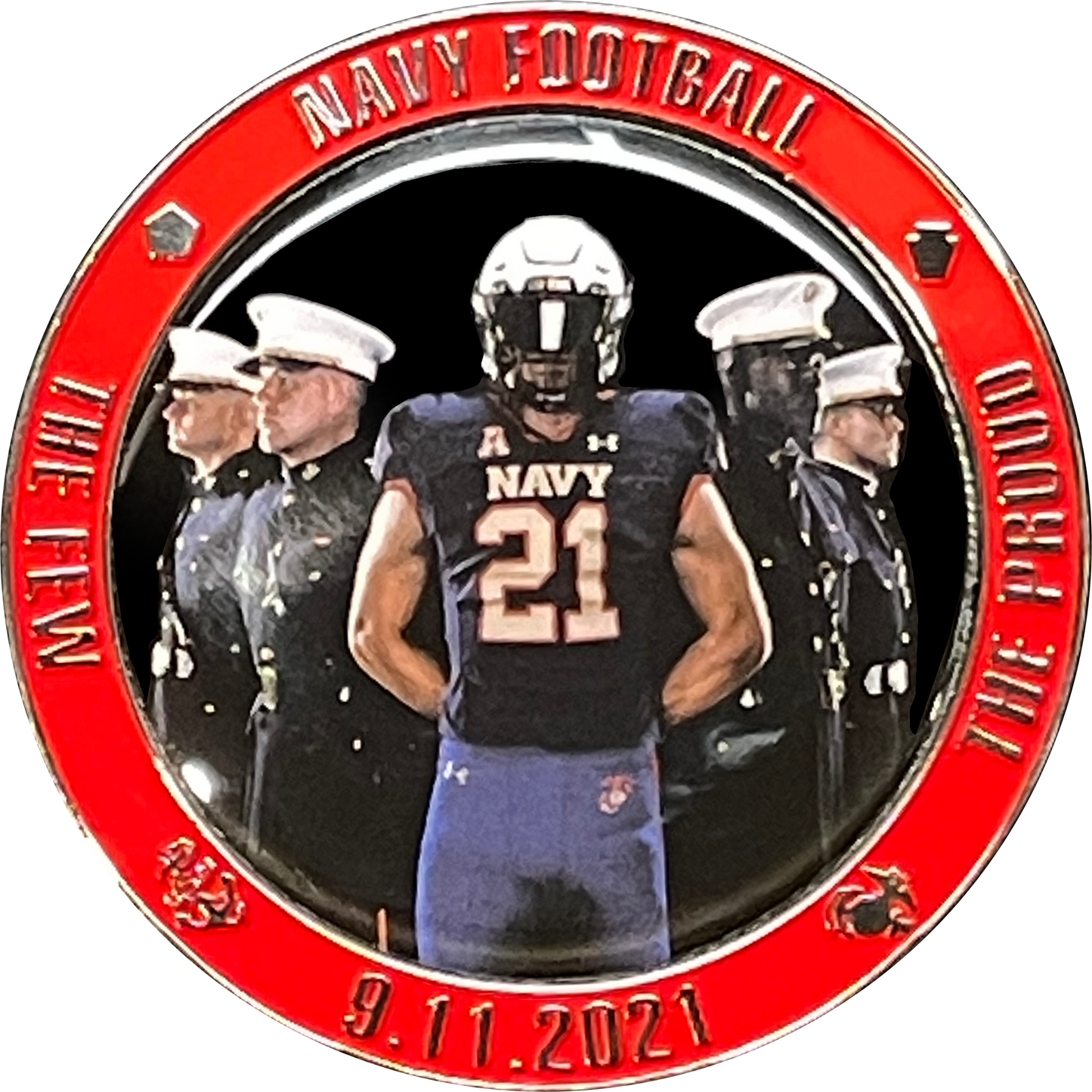 BL17-010 Navy Athletics Football September 11th Semper Fi Marines Uniform Challenge Coin
