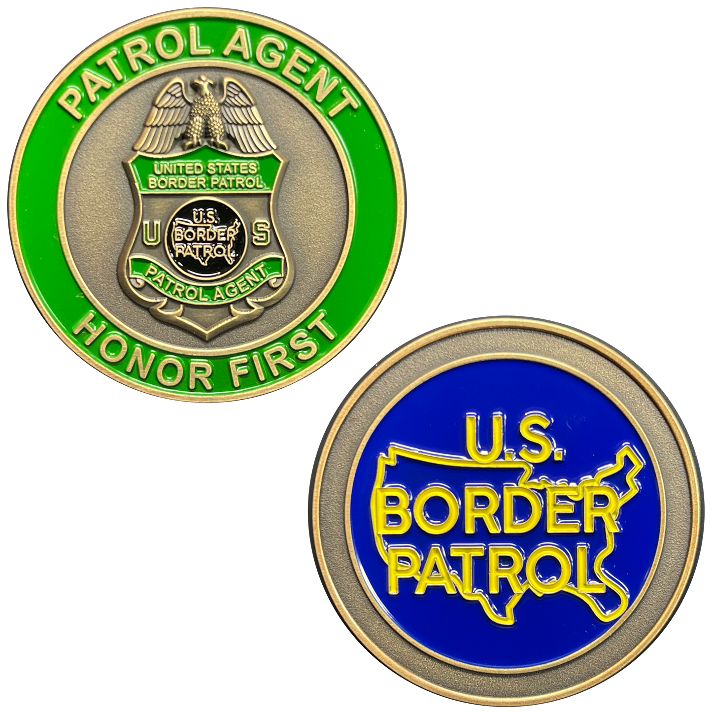 EL7-008 Border Patrol Honor First Thin Green Line Challenge Coin BPA Patrol Agent