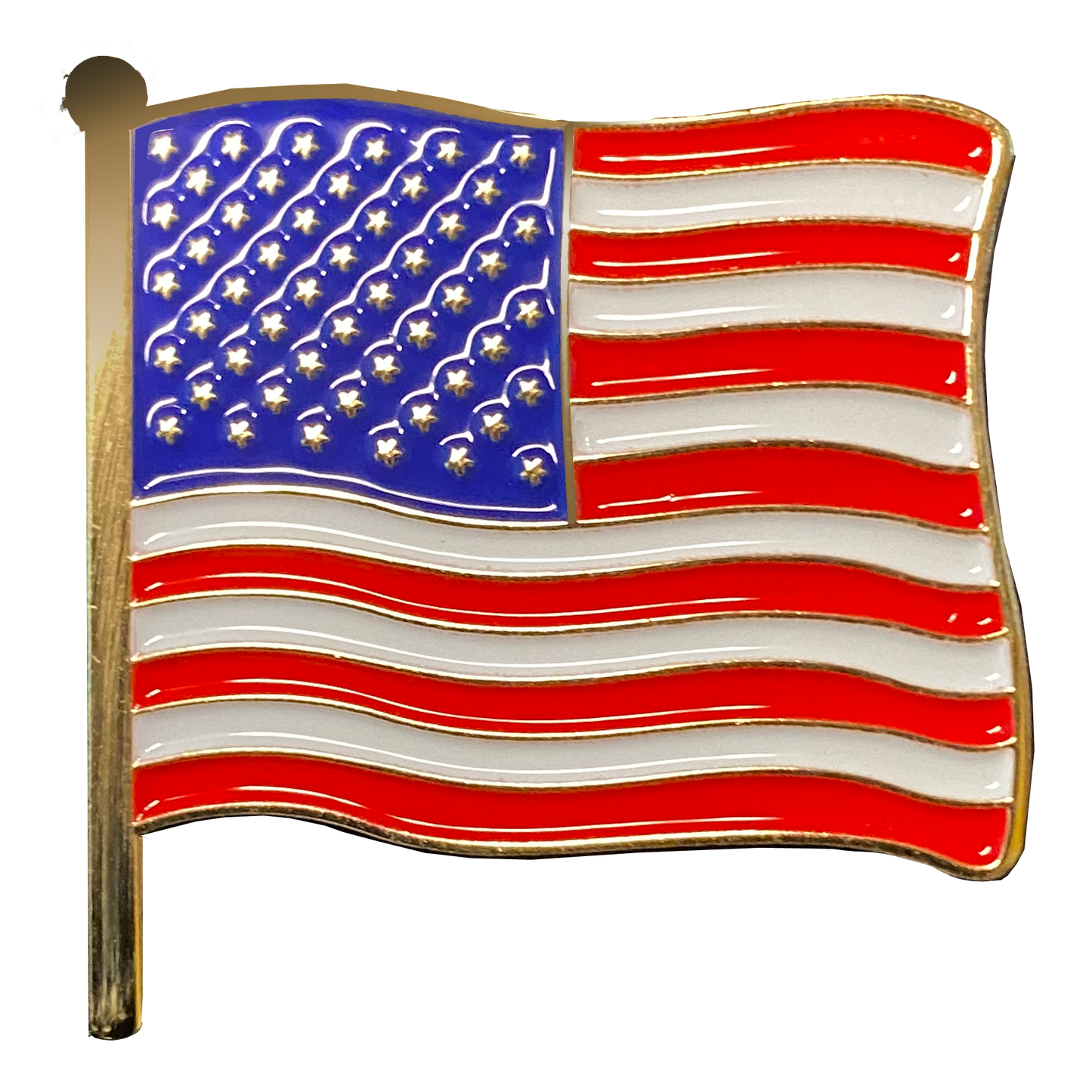 CL6-14 American Waving Flag Lapel Pin 1.25" with 2 pin posts and deluxe clasps, U.S. Stars are Stripes, Old Glory US USA Presidential