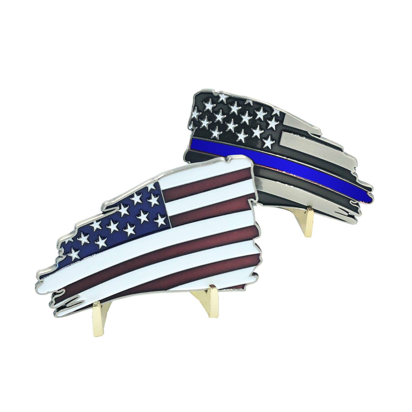 G-002 Thin Blue Line Old Glory American Flag Challenge Coin Police FBI CBP Secret Service ATF FAM