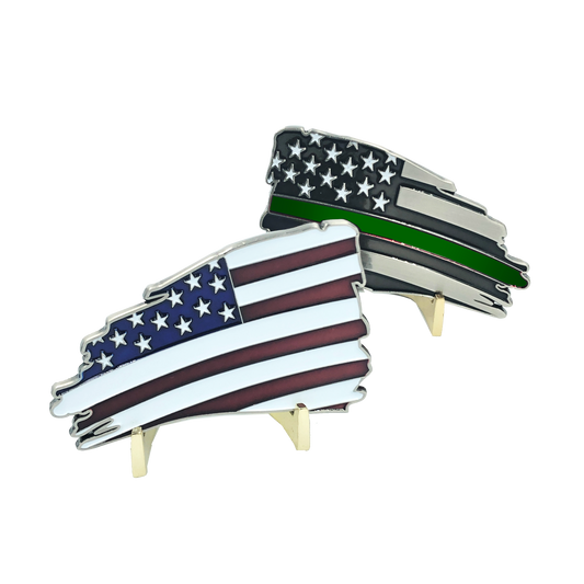 G-001 Thin Green Line Old Glory American Flag Challenge Coin Police CBP Border Patrol Security Army Marines