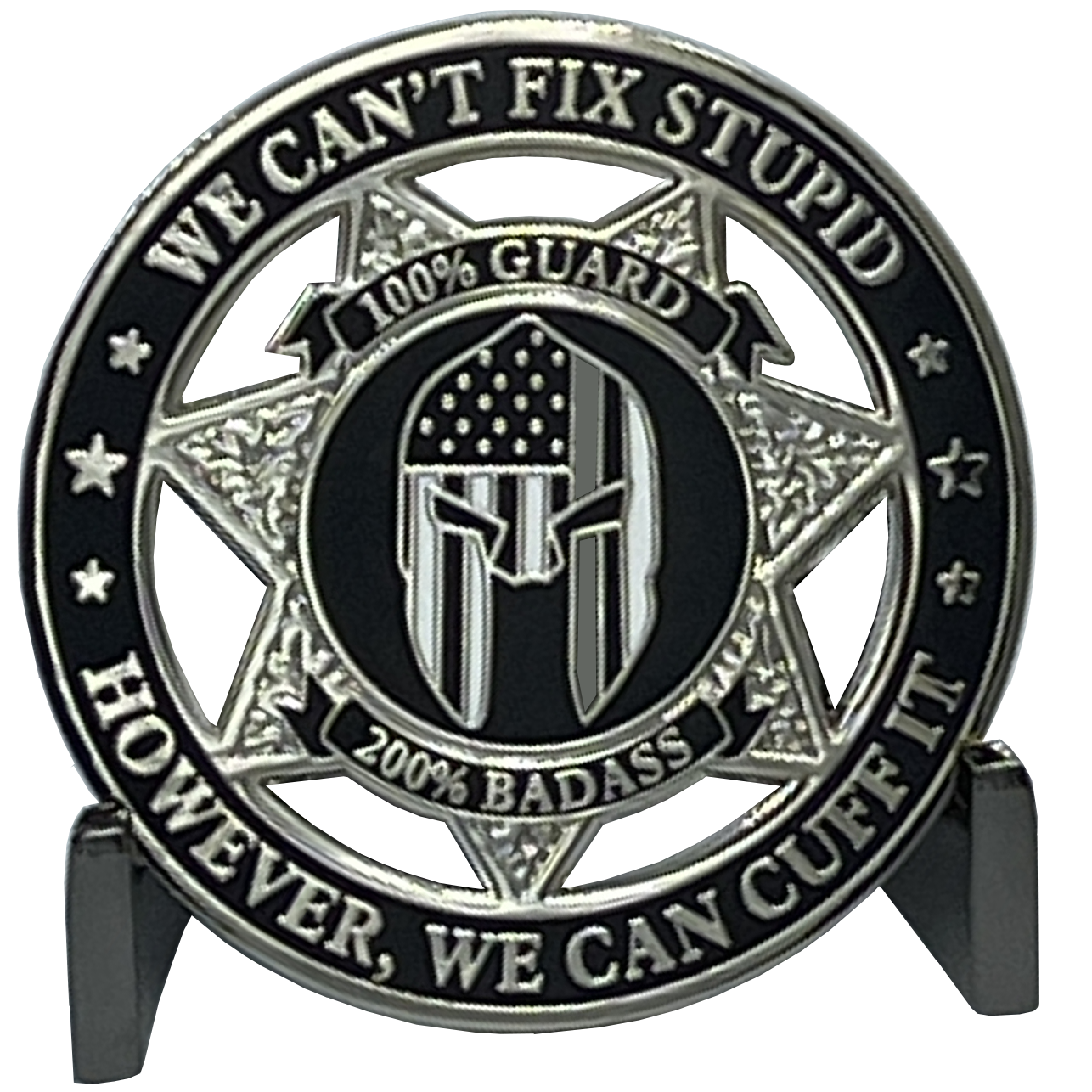 BL5-004 Can't Fix Stupid Old School Prison Guard Correctional Officer CO Corrections Thin Gray Line Challenge Coin