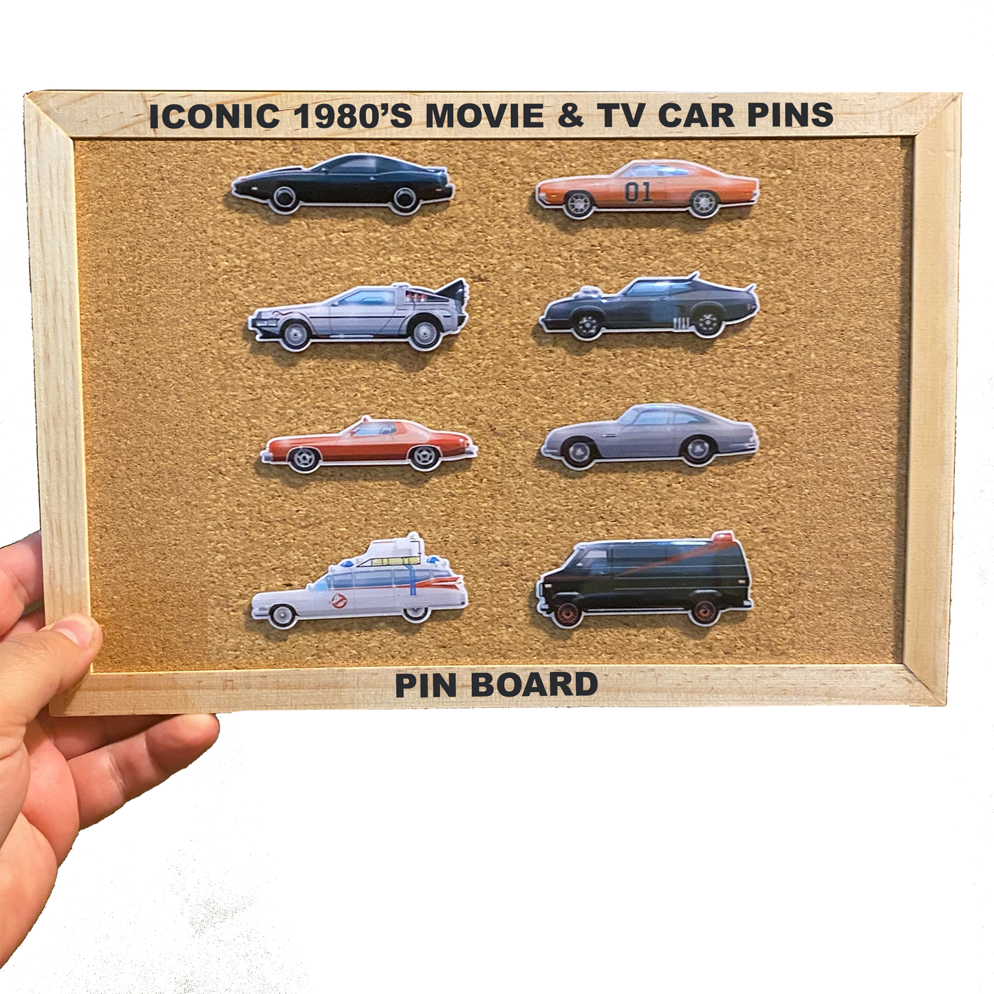 DL11-07 Legendary Iconic Movie TV Cars 1980 Edition 8 pins 80's set collection Knight Rider Back to the Future Mad Max Starsky and Hutch A-Team Ghost Busters James Bond Dukes of Hazzard