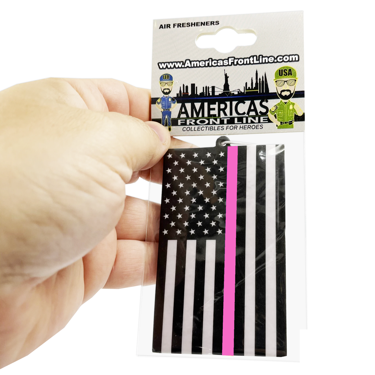 DL13-013 Thin Pink Line Police Flag Air Freshener Car Home Office Breast Cancer Awareness