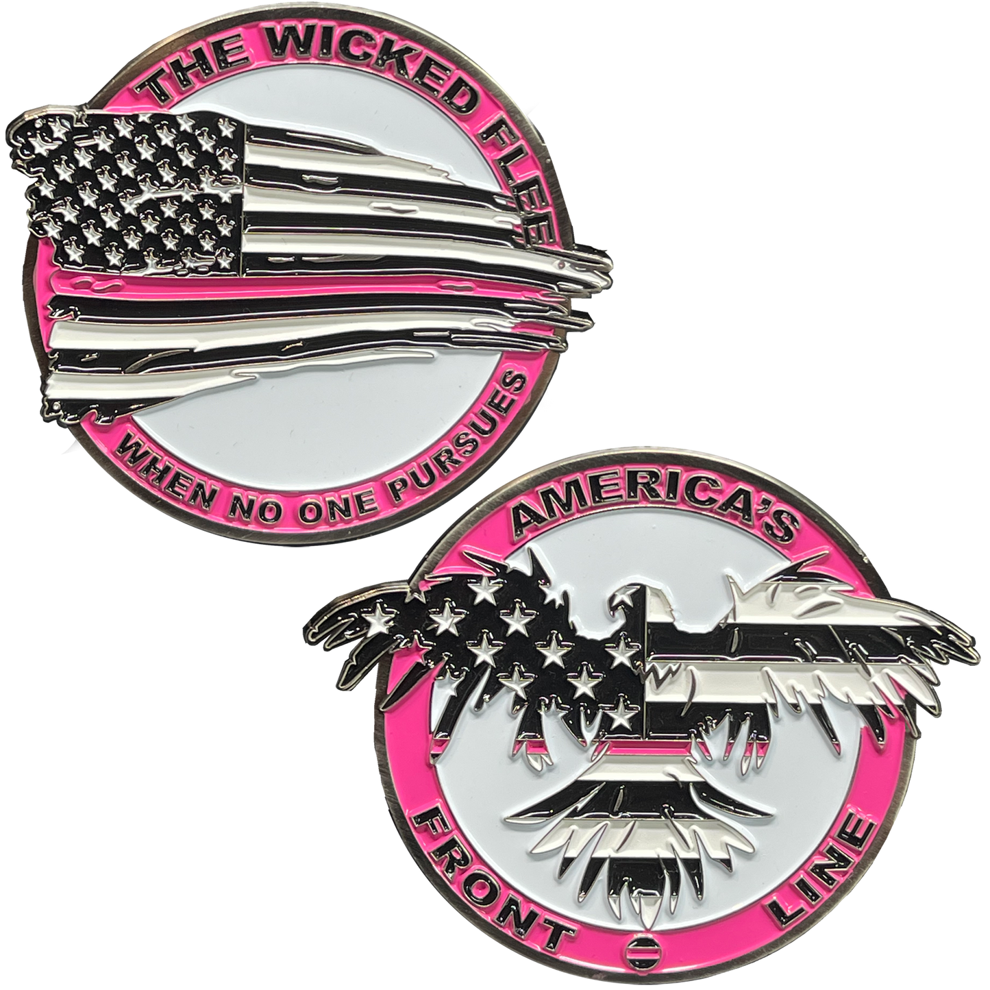 BL14-018 Thin Pink Line Flag and Eagle Breast Cancer Awareness Police Challenge Coin