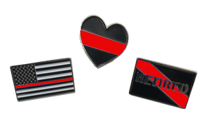 CL5-013 Red Line Pin Set: 3 Law Enforcement Police Pins for $6 Fire Fighter