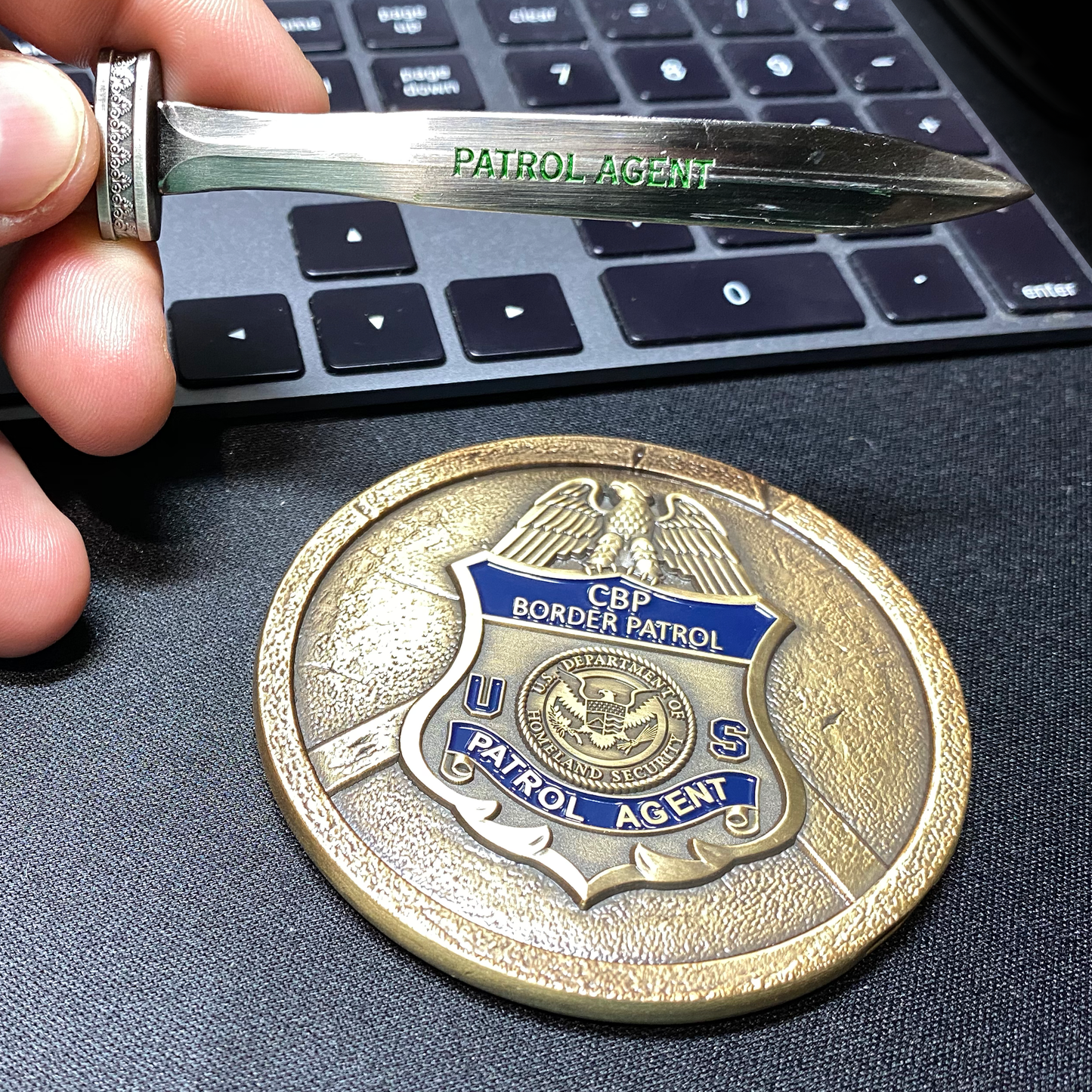 CL14-08 Border Patrol Agent CBP Honor First Shield with removable Sword Challenge Coin Set BPA