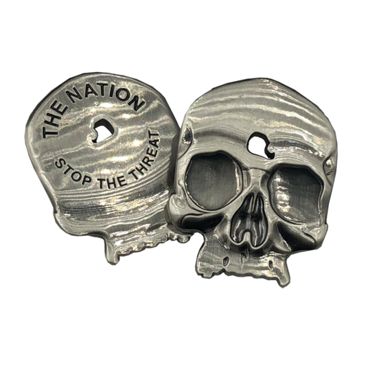 I-019 Headshot Challenge Coin with shot thru forehead police military nypd lapd chicago cbp atf fbi secret service