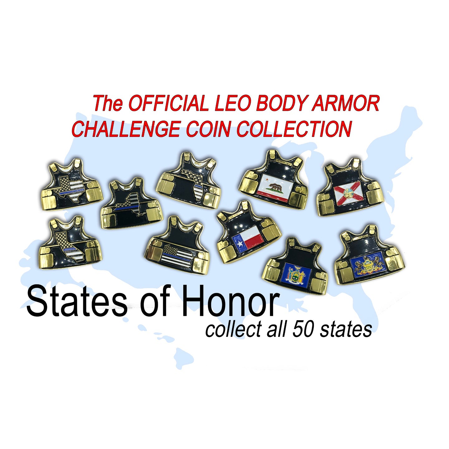 D-013 Massachusetts LEO Thin Blue Line Police Body Armor State Flag Challenge Coins