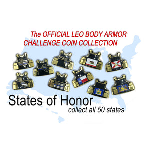 D-013 Massachusetts LEO Thin Blue Line Police Body Armor State Flag Challenge Coins