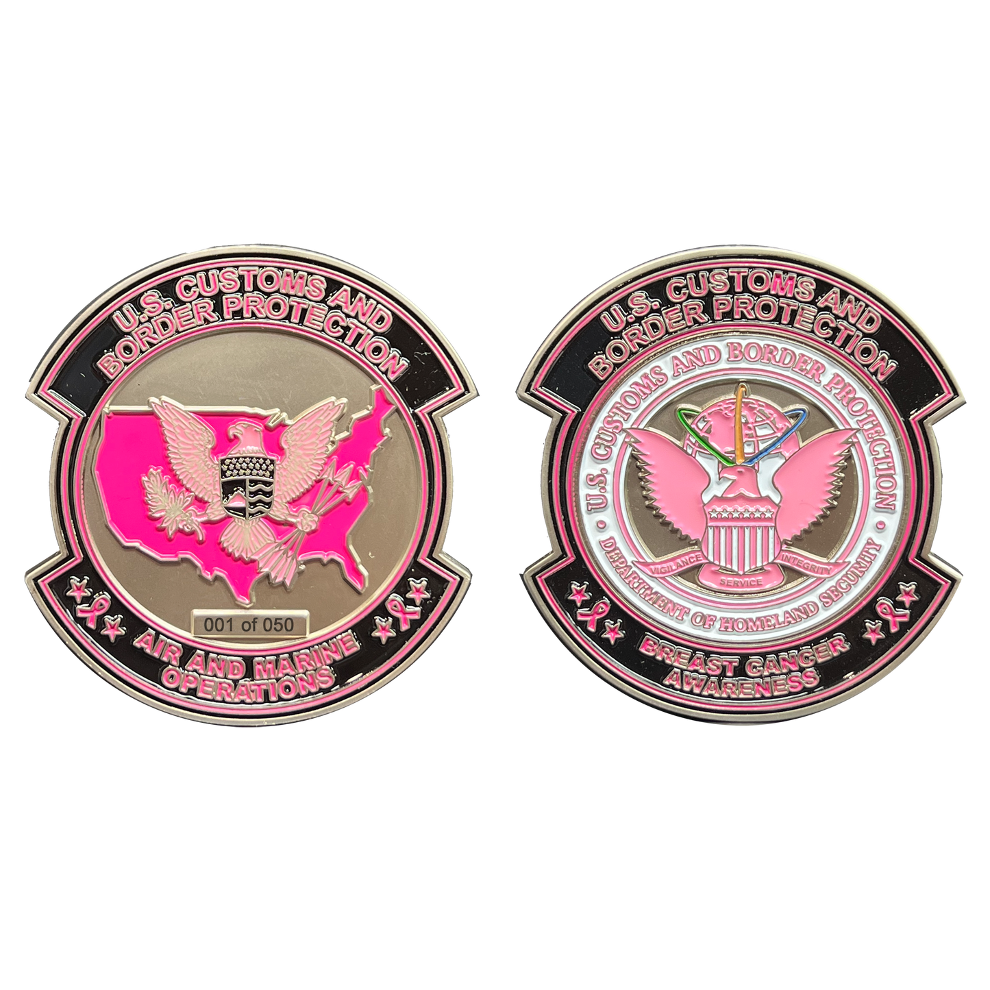 EL11-008 CBP Pink AMO Air and Marine Agent Challenge Coin Breast Cancer Awareness Blackhawk