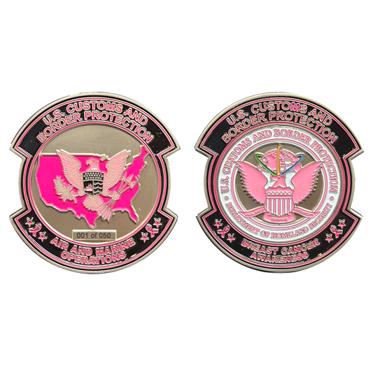 EL11-008 CBP Pink AMO Air and Marine Agent Challenge Coin Breast Cancer Awareness Blackhawk