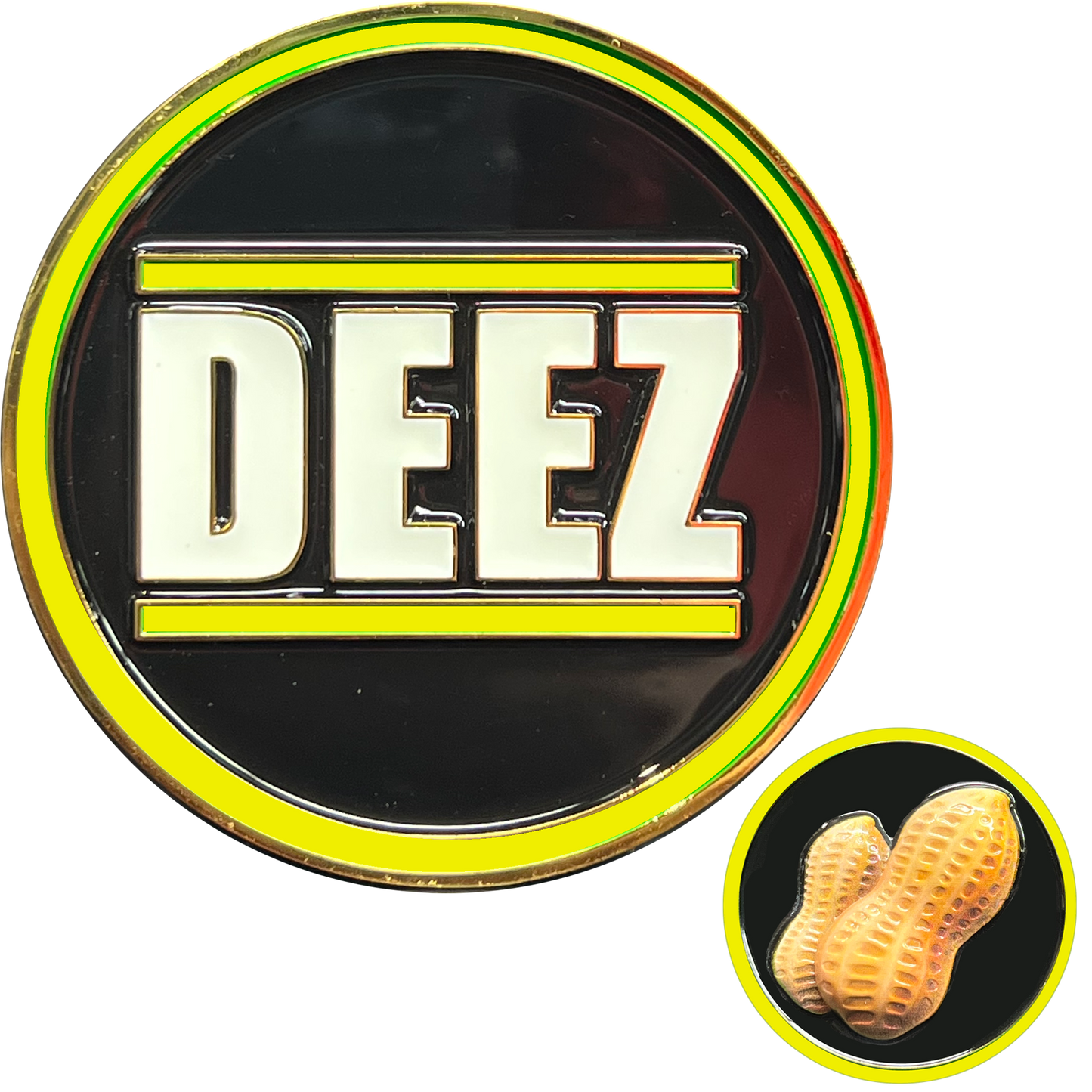 GL2-003 Deez Nuts challenge coin with 3D nuts Dispatcher Funny Gag Gift Thin Gold Line yellow