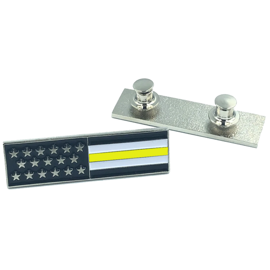 CL-KK Thin Gold Line U.S. Flag Commendation Bar Pin Yellow 911 Emergency Dispatcher Trucker Tow Truck Security